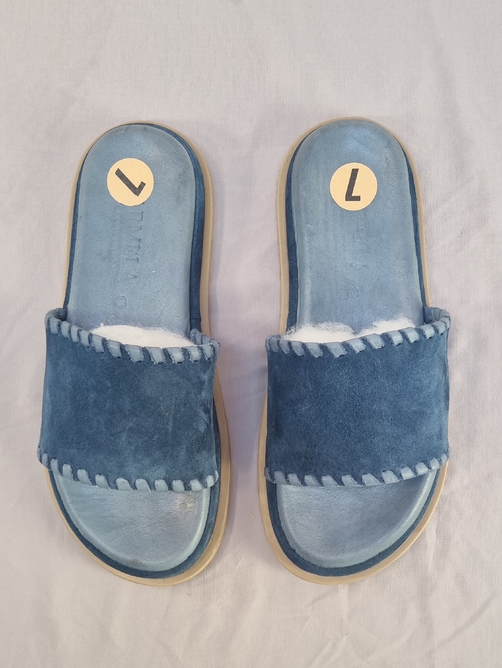 Blue Suede Slide Sandals - Women's Slip-On Comfort
